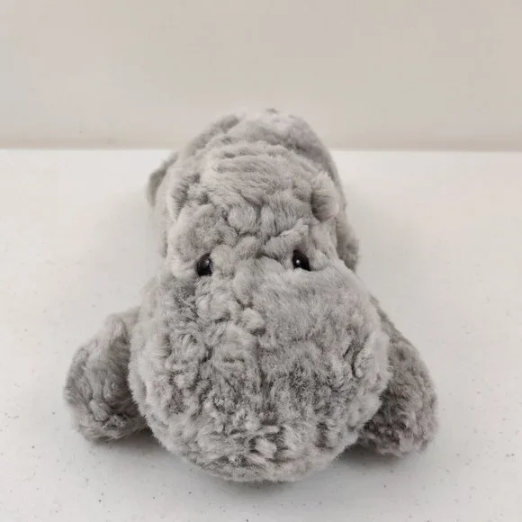 Aurora Gray Plush Curly Hair Hippo Bean Bag Soft Hippopotamus Stuffed Animal - Picture 2 of 9